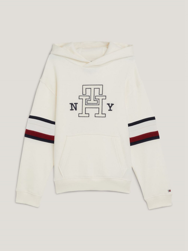 Tommy Hilfiger 3-7 Global Stripe Monogram Hoodie Pojke Vita | 176-LEWGUF