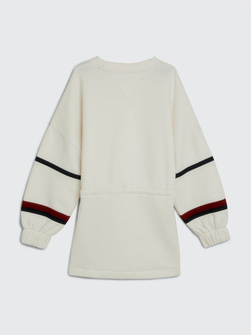 Tommy Hilfiger 3-7 Global Stripe Tröja Klänning Tjej Vita | 658-YLAEFO