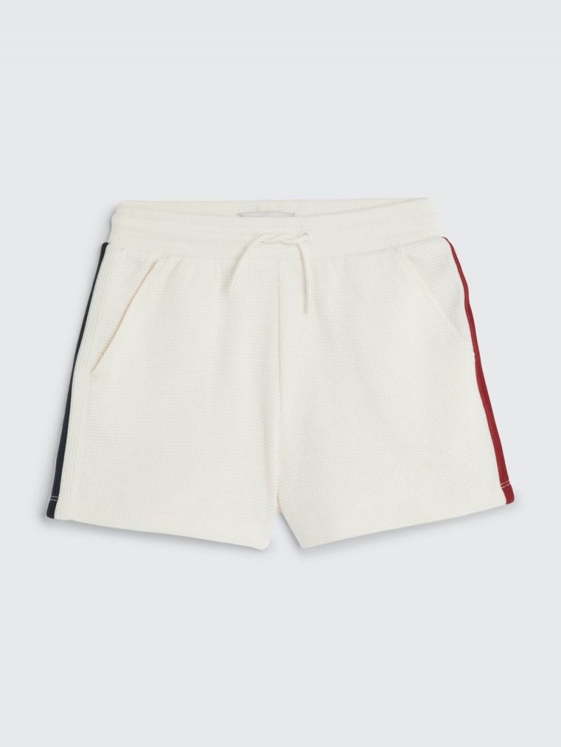 Tommy Hilfiger 3-7 Global Stripe Waffle Shorts Tjej Vita | 529-RBGAMQ