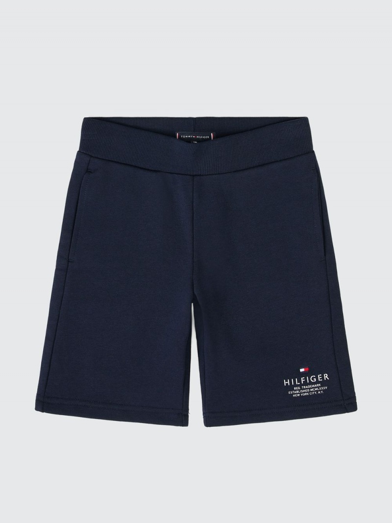 Tommy Hilfiger 3-7 Logo Terry Sweat Shorts Pojke Marinblå | 386-DWCQNL