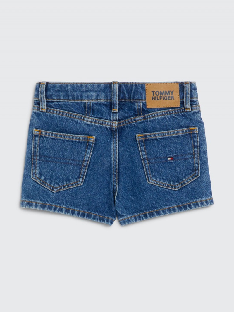 Tommy Hilfiger 3-7 Mid Rise Girlfriend Fit Denim Shorts Tjej Blå | 520-EBGALK