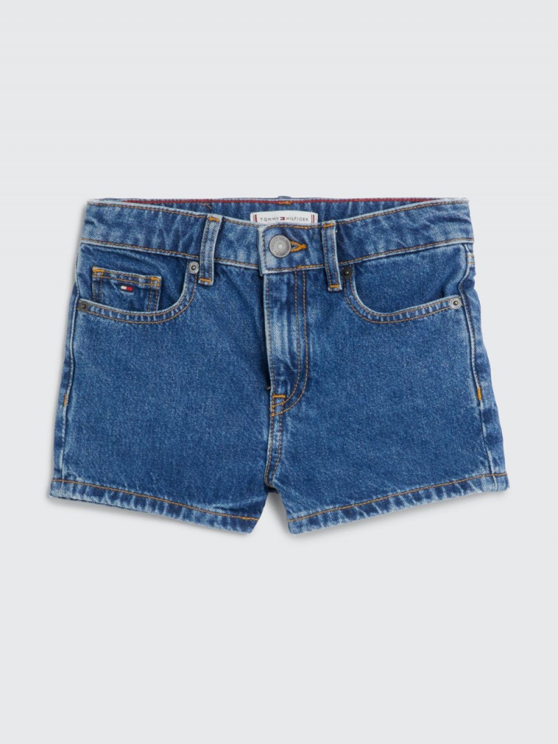 Tommy Hilfiger 3-7 Mid Rise Girlfriend Fit Denim Shorts Tjej Blå | 520-EBGALK