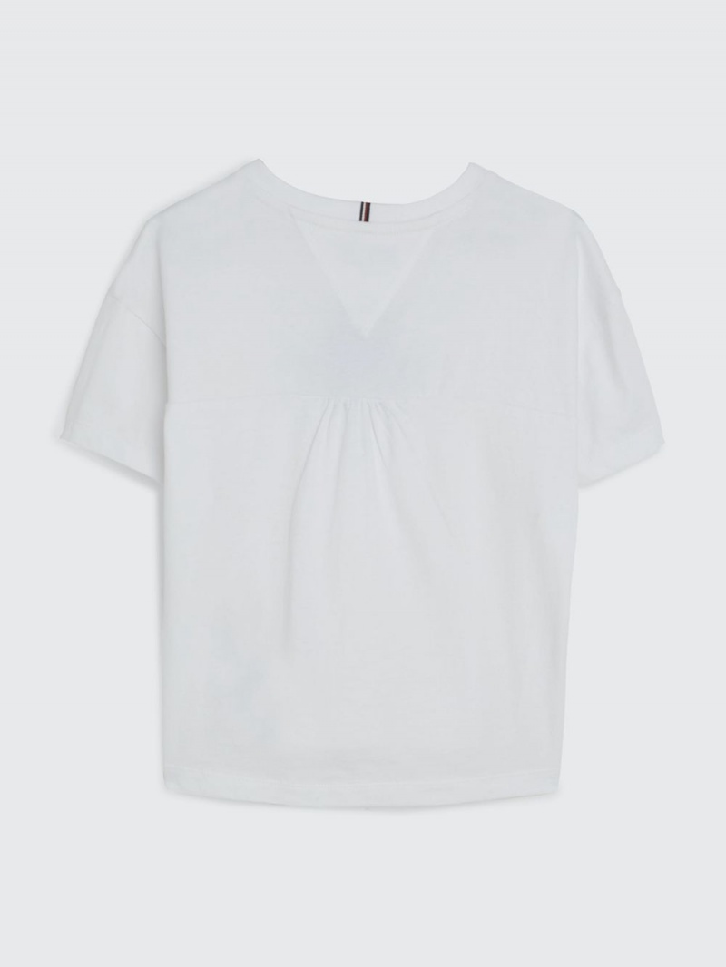 Tommy Hilfiger 3-7 Monogram Satin Applique T-shirt Tjej Vita | 562-HYAULJ