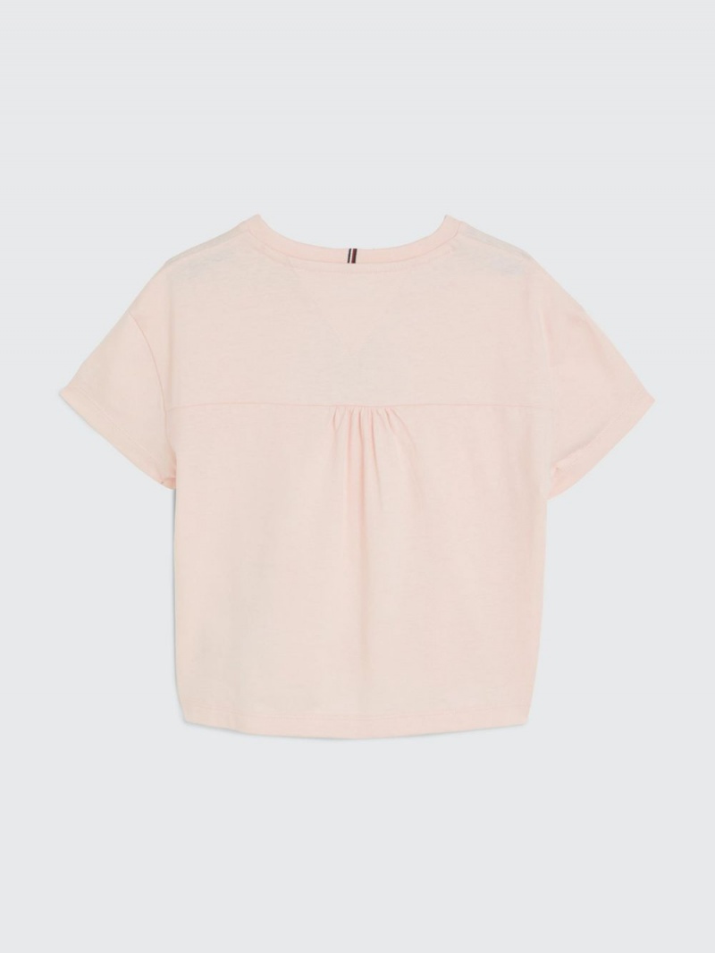 Tommy Hilfiger 3-7 Monogram Satin Applique T-shirt Tjej Rosa | 823-OWENIK