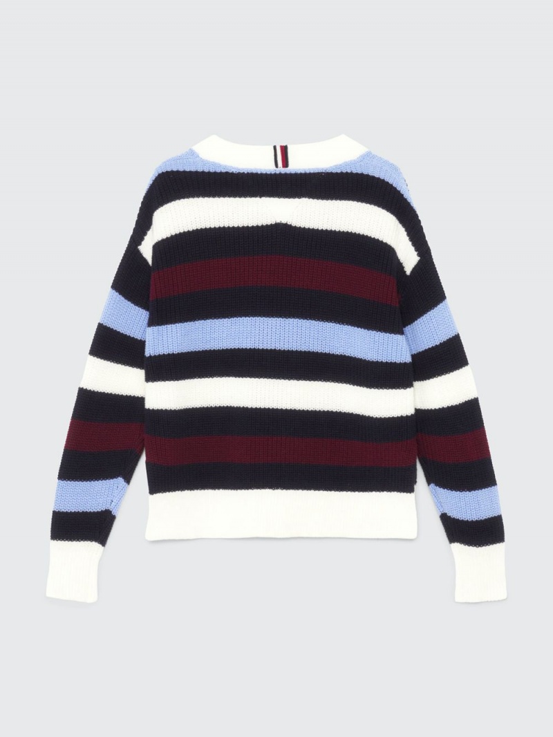 Tommy Hilfiger 3-7 Stripe Crew Neck Tröjor Tjej Olika Färger | 439-WCKDGI