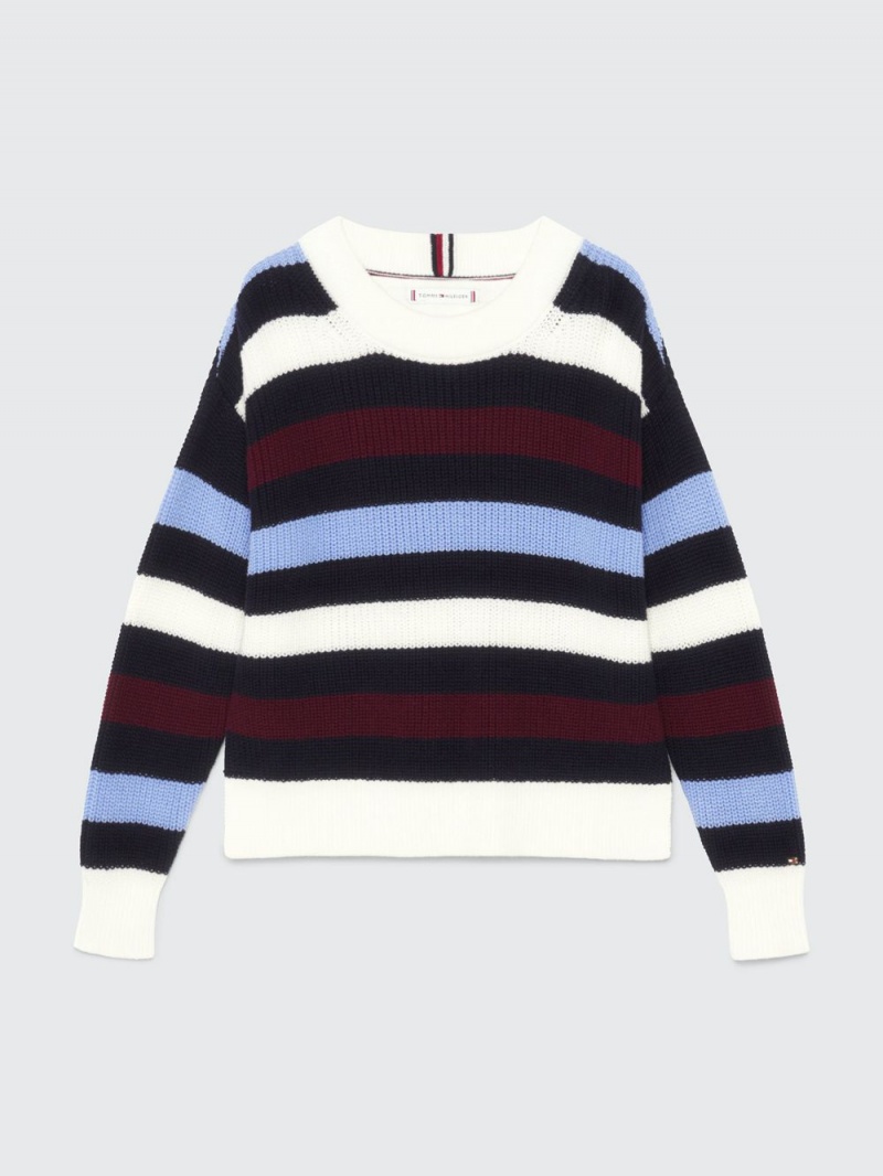 Tommy Hilfiger 3-7 Stripe Crew Neck Tröjor Tjej Olika Färger | 439-WCKDGI