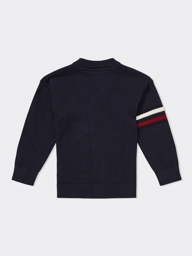 Tommy Hilfiger 3-7 Stripe Knit Kofta Pojke Blå | 594-XYKJQM