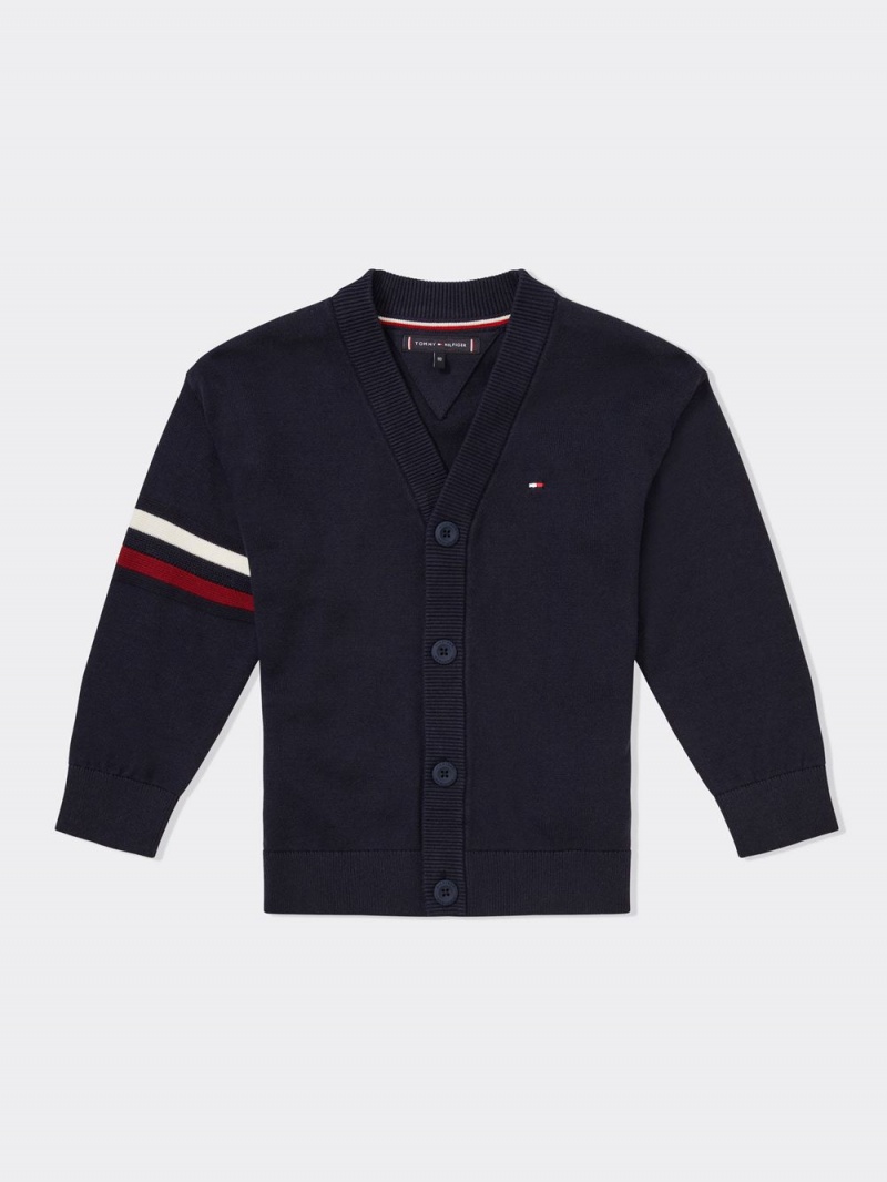 Tommy Hilfiger 3-7 Stripe Knit Kofta Pojke Blå | 594-XYKJQM