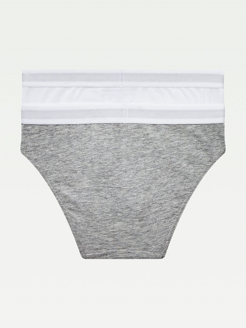 Tommy Hilfiger 8-16 2-Pack Organic Bomull Logo Waistband Briefs Underkläder Tjej Grå Vita | 148-SGNZWA