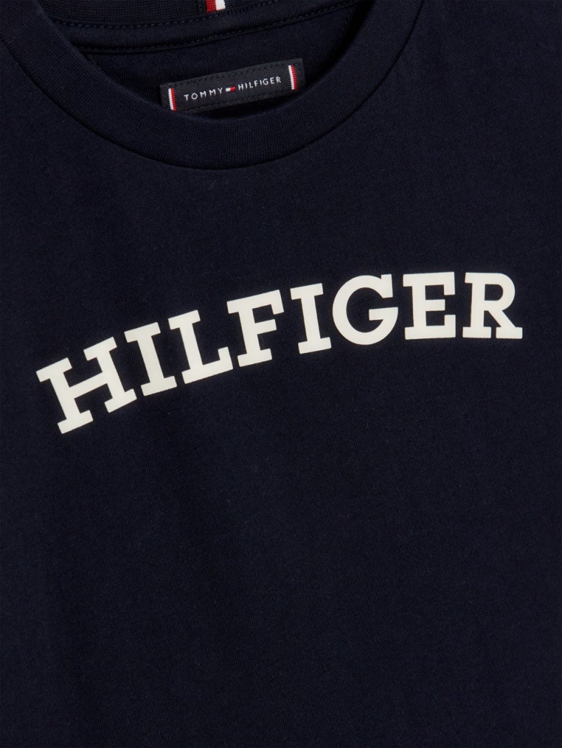 Tommy Hilfiger 8-16 Essential Arched Logo T-shirt Pojke Marinblå | 826-WIQXSP