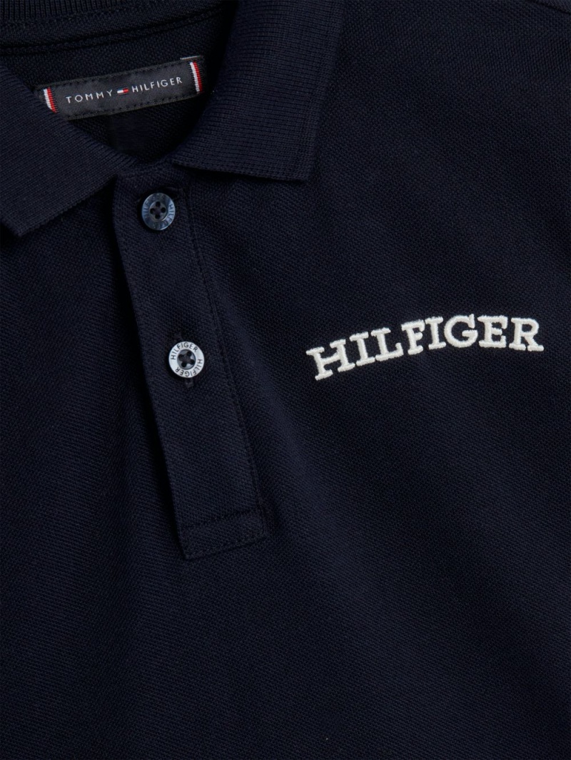 Tommy Hilfiger 8-16 Essential Arched Logo Embroidery Piketröja Pojke Marinblå | 403-VDKBZL