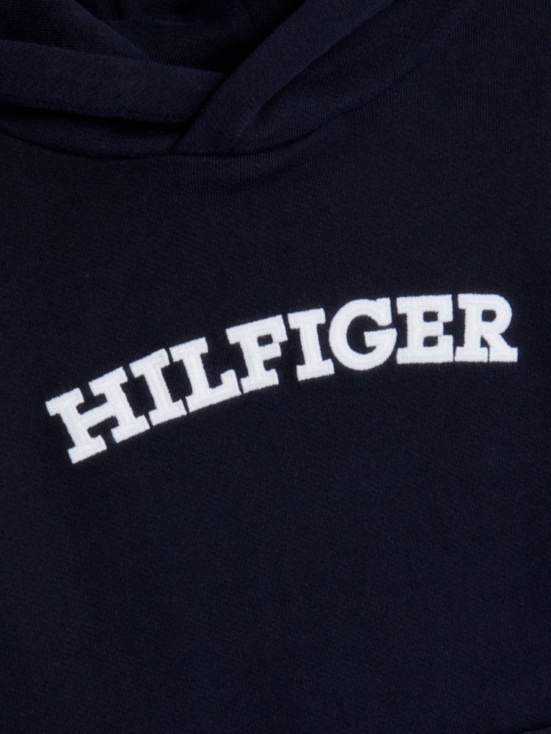 Tommy Hilfiger 8-16 Essential Arched Logo Hoodie Pojke Marinblå | 792-GJNWXI