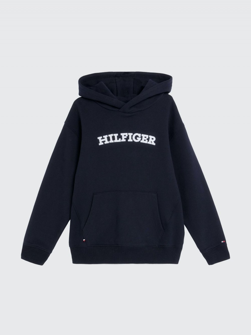 Tommy Hilfiger 8-16 Essential Arched Logo Hoodie Pojke Marinblå | 792-GJNWXI