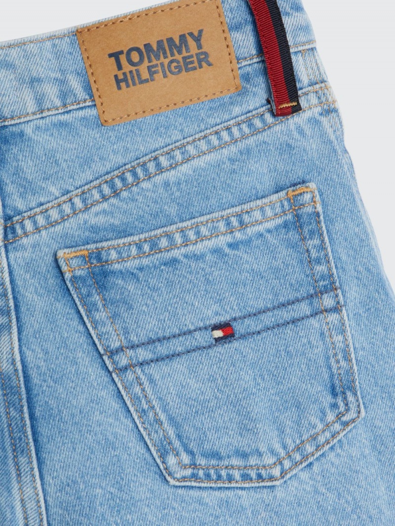 Tommy Hilfiger 8-16 Global Stripe Breda Leg Faded Jeans Tjej Blå | 648-KYWDPV