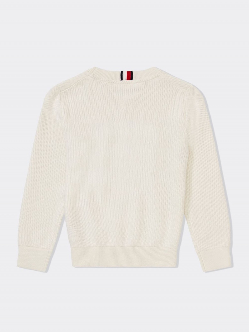 Tommy Hilfiger 8-16 Global Stripe Rib-Knit Jumpers Pojke Vita | 495-SMYRQE