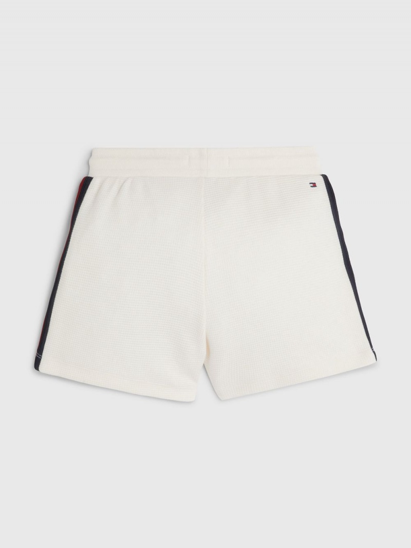 Tommy Hilfiger 8-16 Global Stripe Waffle Shorts Tjej Vita | 384-KOQIDL