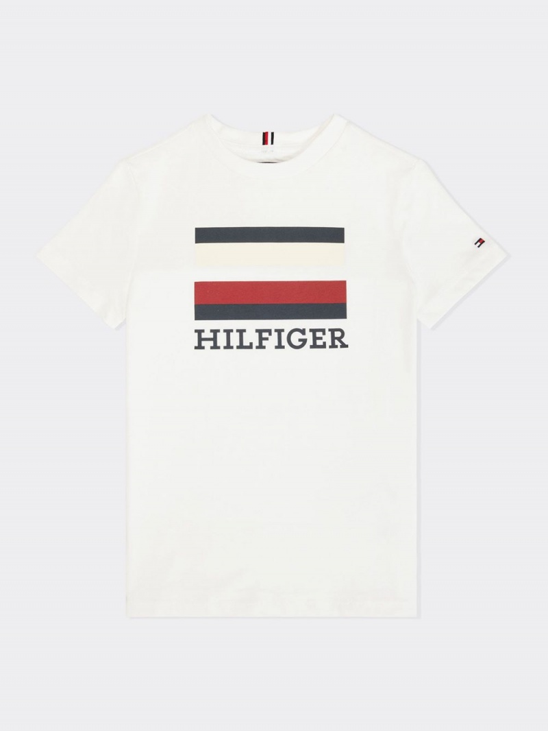 Tommy Hilfiger 8-16 Logo T-shirt Pojke Vita | 294-GDEVKP