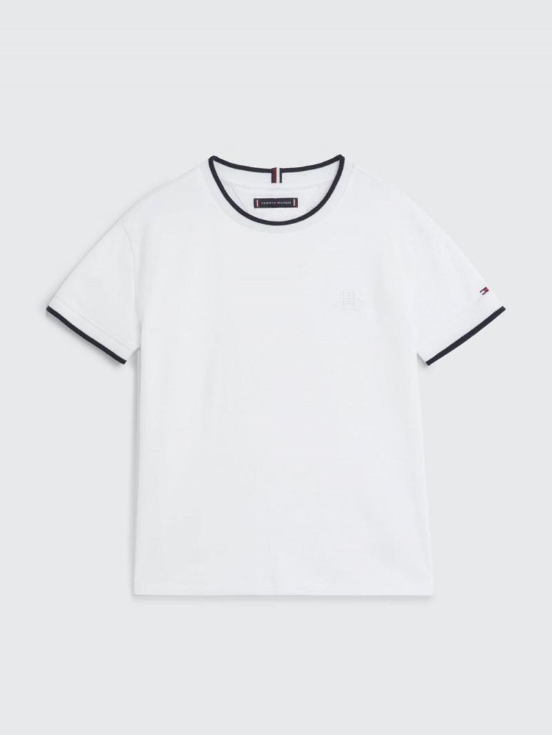 Tommy Hilfiger 8-16 Monogram Contrast T-shirt Pojke Vita | 178-FPSYWH