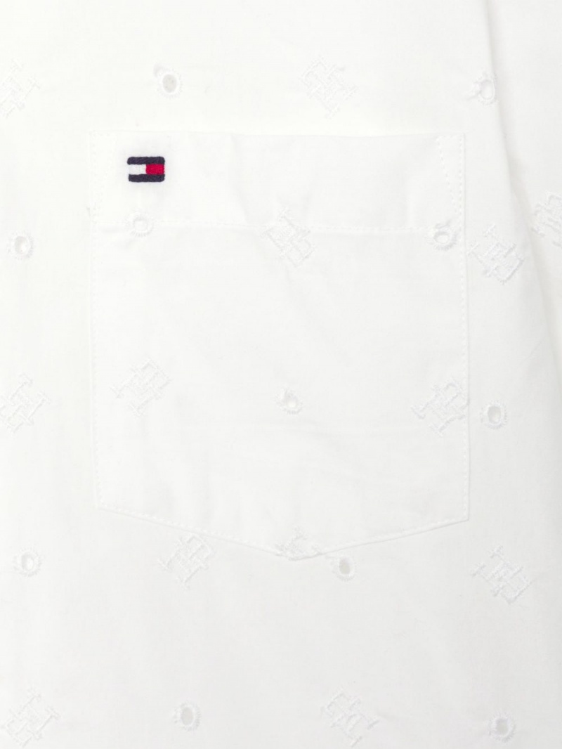 Tommy Hilfiger 8-16 Monogram Embroidery Skjorta Pojke Vita | 640-COIQFM