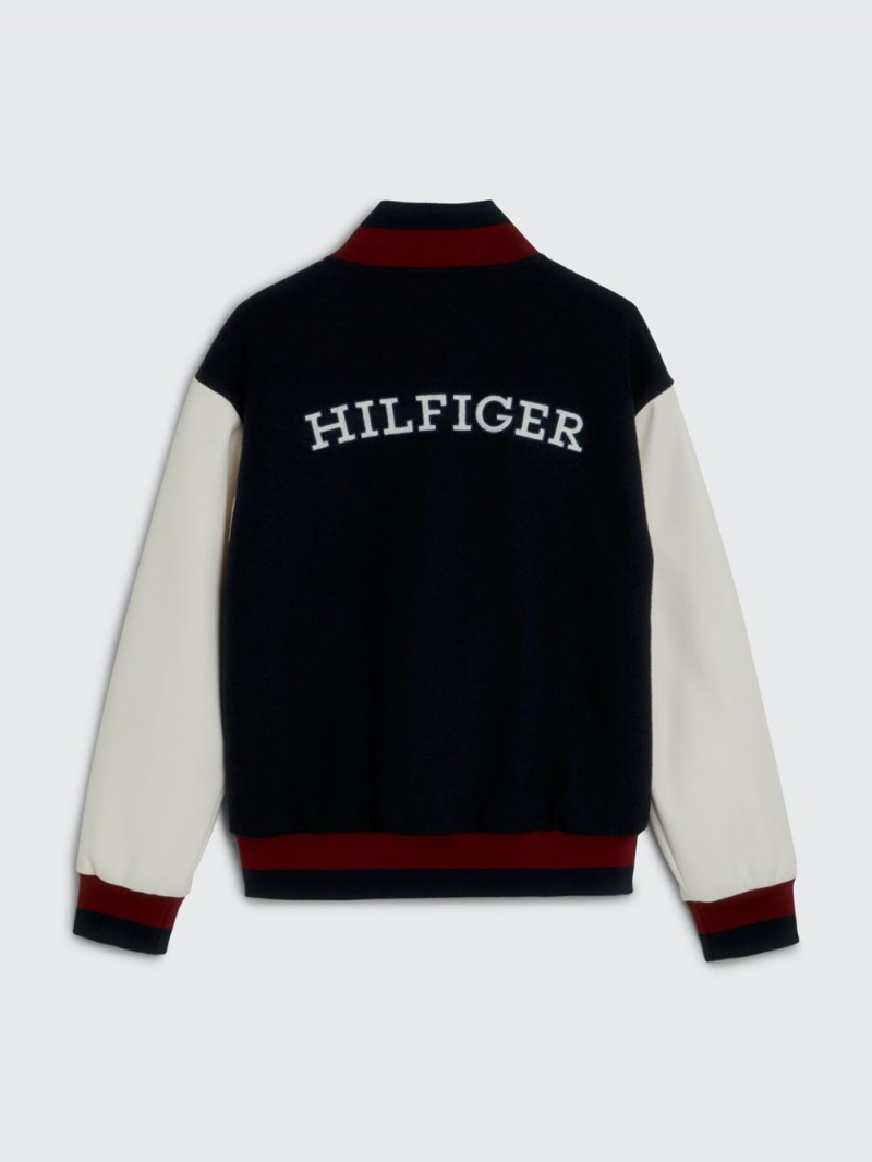 Tommy Hilfiger 8-16 Monogram Varsity Bomber Jackor Pojke Blå | 839-IGYNMP