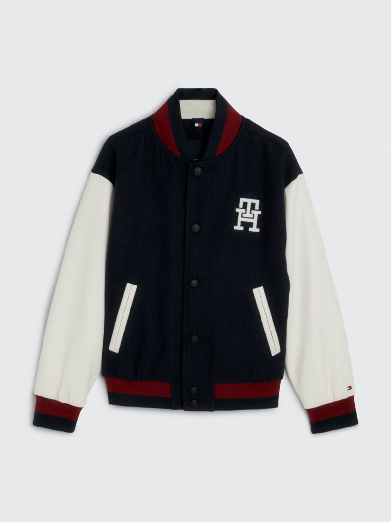 Tommy Hilfiger 8-16 Monogram Varsity Bomber Jackor Pojke Blå | 839-IGYNMP