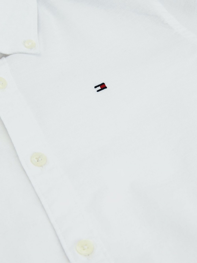 Tommy Hilfiger 8-16 Solid Poplin Skjorta Pojke Vita | 186-VSWGBY