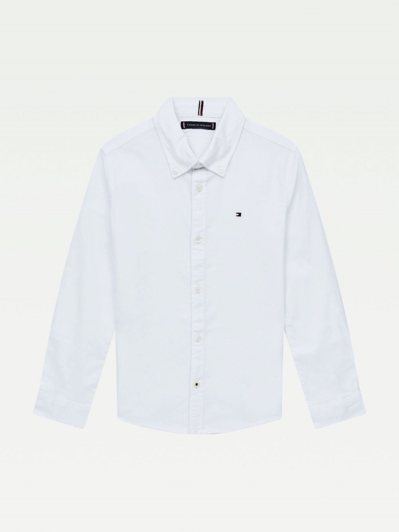 Tommy Hilfiger 8-16 Stretch Oxford Skjorta Pojke Vita | 016-VTNUJI