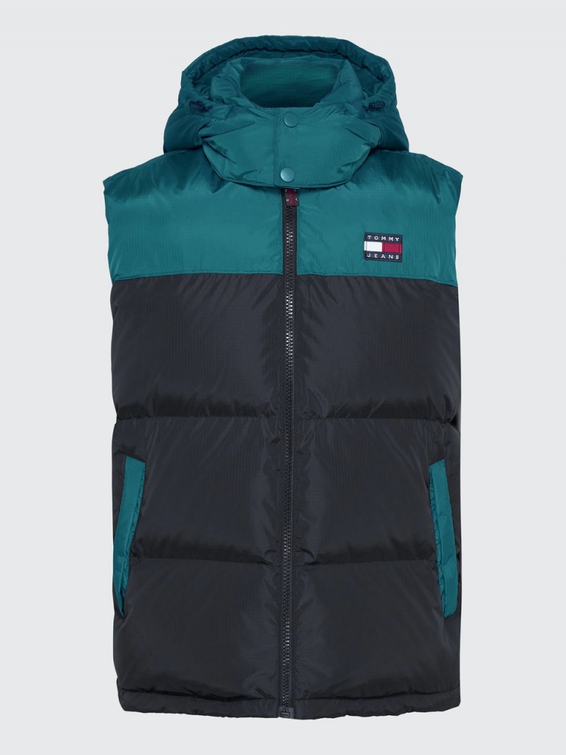 Tommy Hilfiger Alaska Colour-Blocked Vadderad Väst Herr Svarta Gröna | 153-LRSJXE