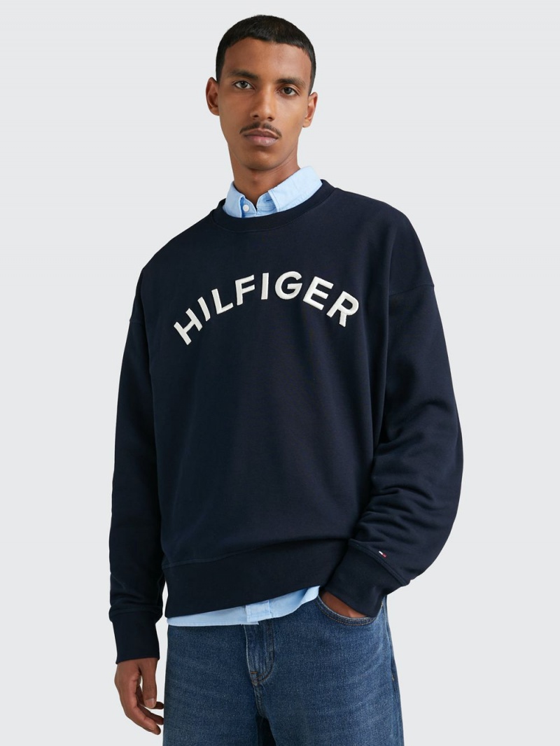 Tommy Hilfiger Arched Logo Archive Fit Tröjor Herr Marinblå | 150-XTQJBE