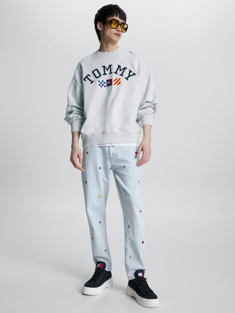 Tommy Hilfiger Archive Boxy Fit Logo Tröjor Herr Grå | 624-WJVAGK