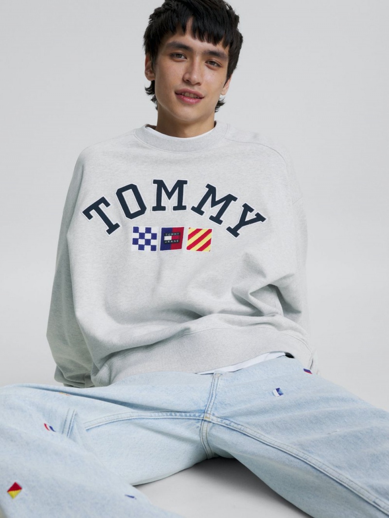 Tommy Hilfiger Archive Boxy Fit Logo Tröjor Herr Grå | 624-WJVAGK