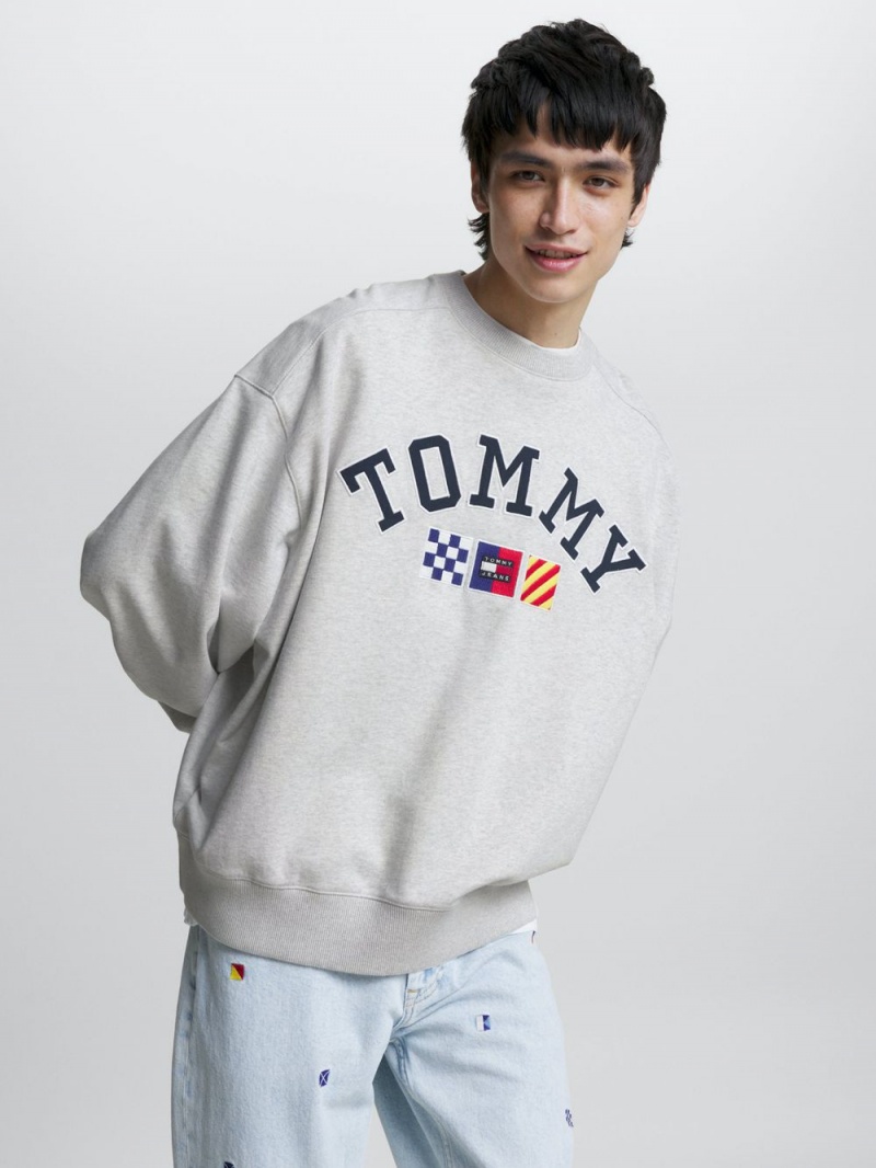 Tommy Hilfiger Archive Boxy Fit Logo Tröjor Herr Grå | 624-WJVAGK