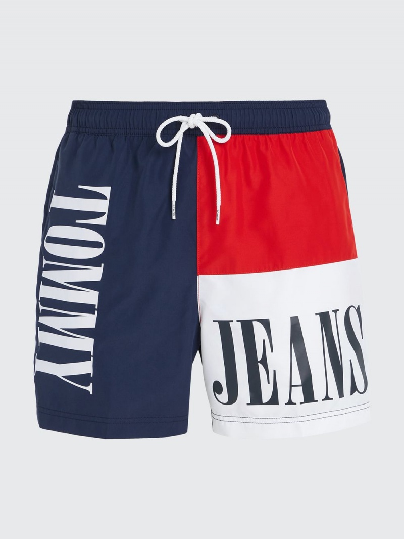 Tommy Hilfiger Archive Colour-Blocked Mid Length Badshorts Herr Marinblå | 601-SBHPEA