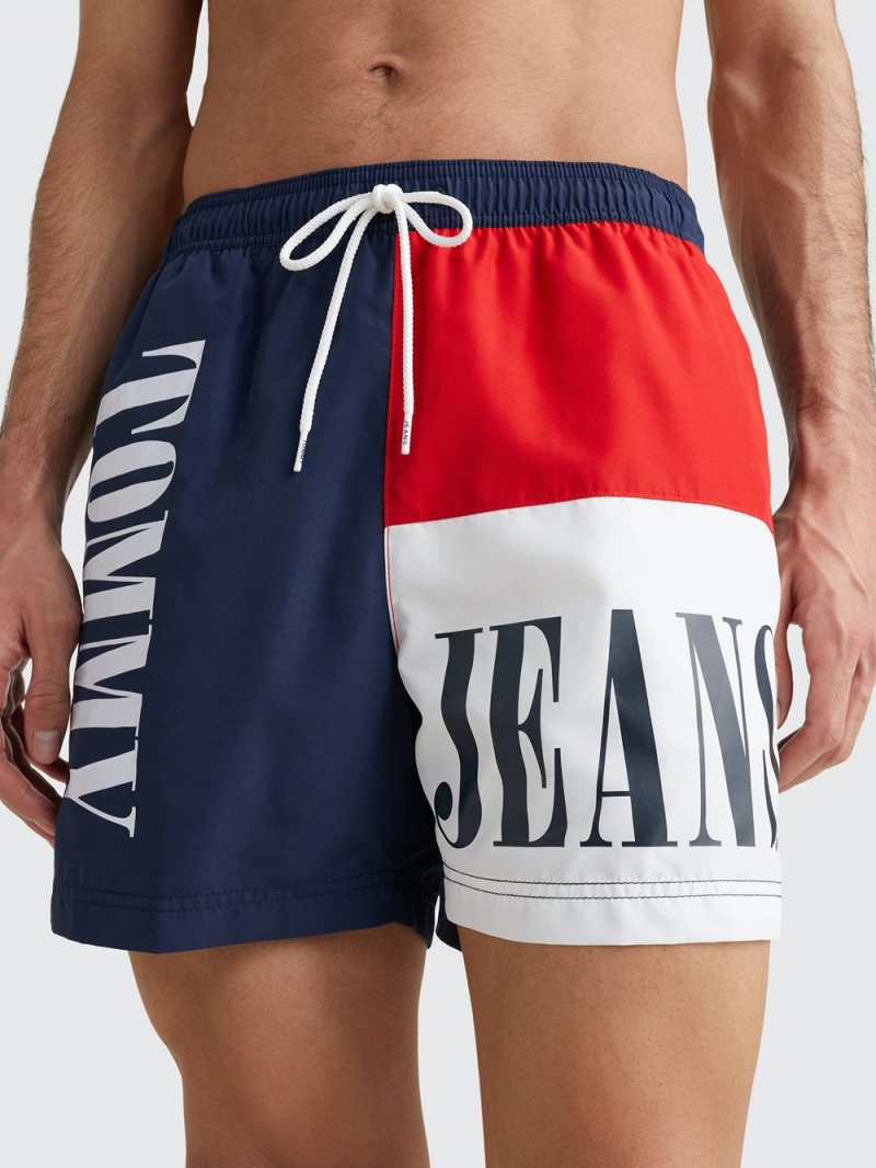 Tommy Hilfiger Archive Colour-Blocked Mid Length Badshorts Herr Marinblå | 601-SBHPEA