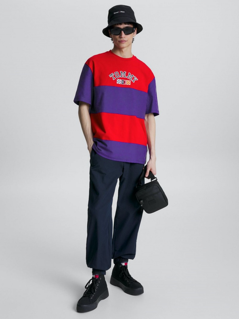 Tommy Hilfiger Archive Colour-Blocked Oversized Fit T-shirt Herr Röda | 589-NSYHAB