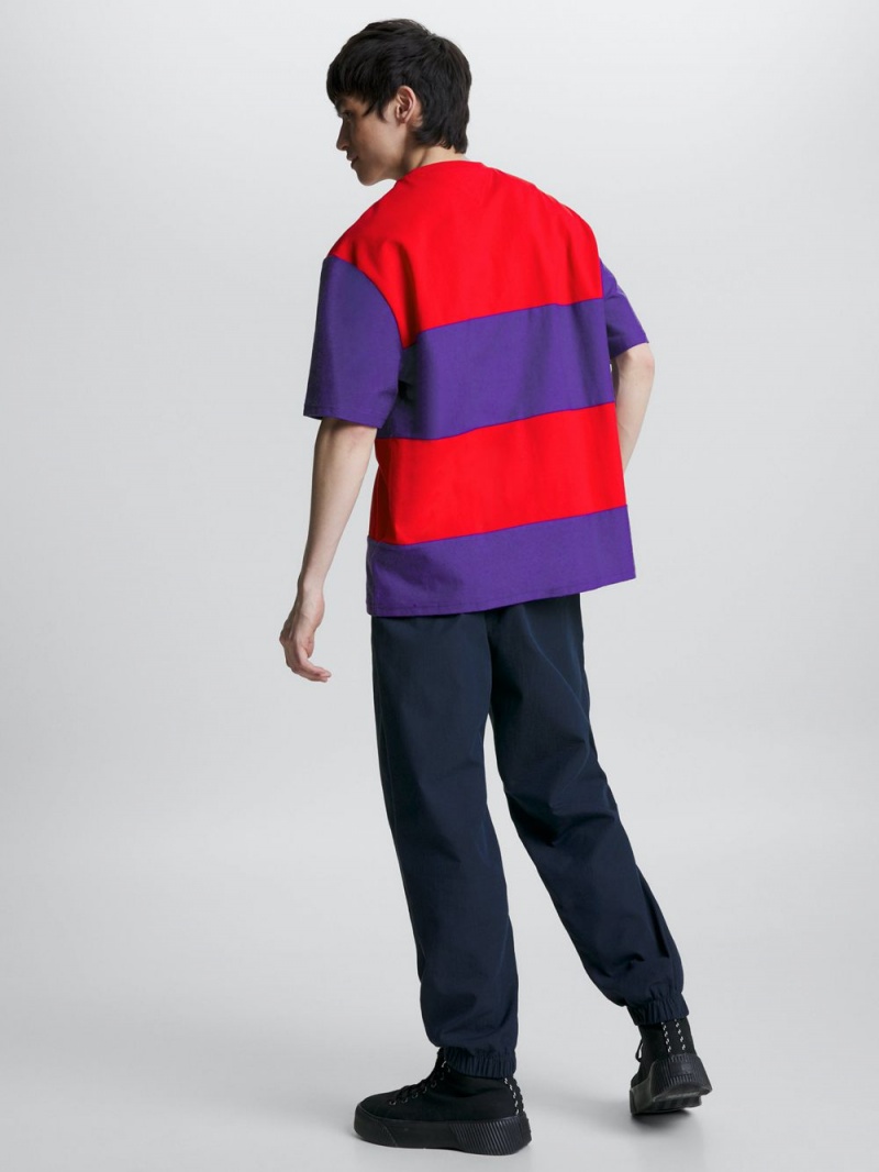 Tommy Hilfiger Archive Colour-Blocked Oversized Fit T-shirt Herr Röda | 589-NSYHAB