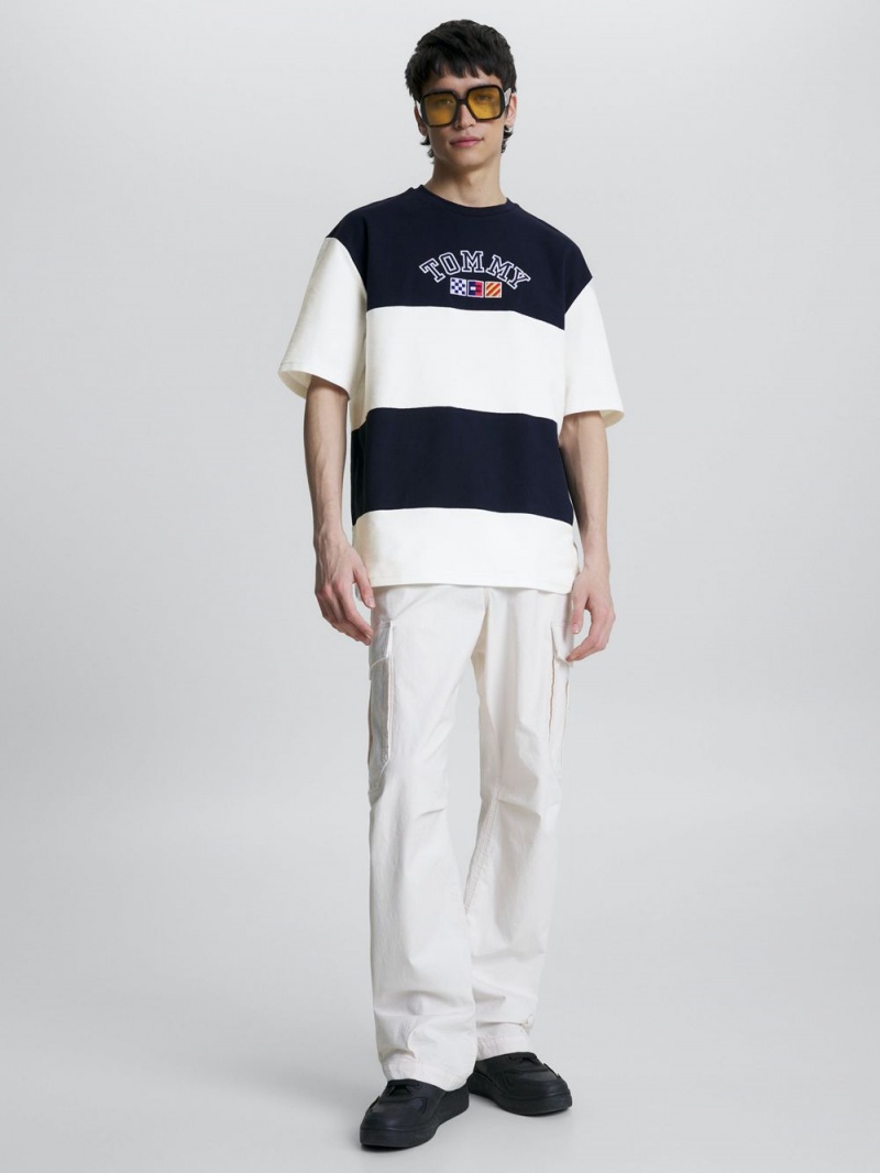 Tommy Hilfiger Archive Colour-Blocked Oversized Fit T-shirt Herr Marinblå | 629-WQXHZJ