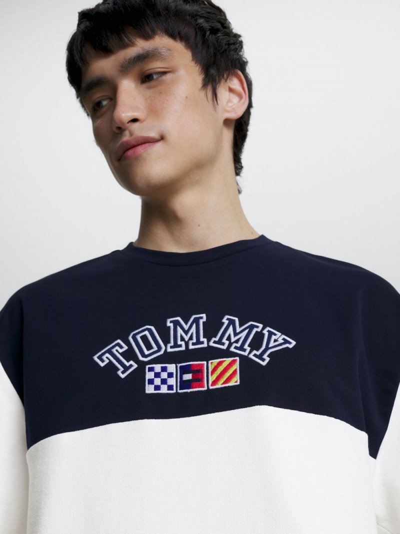 Tommy Hilfiger Archive Colour-Blocked Oversized Fit T-shirt Herr Marinblå | 629-WQXHZJ