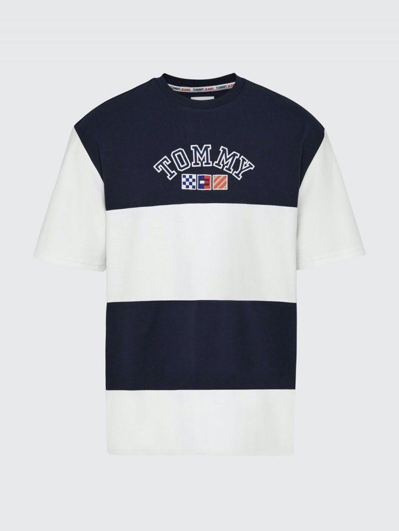 Tommy Hilfiger Archive Colour-Blocked Oversized Fit T-shirt Herr Marinblå | 629-WQXHZJ