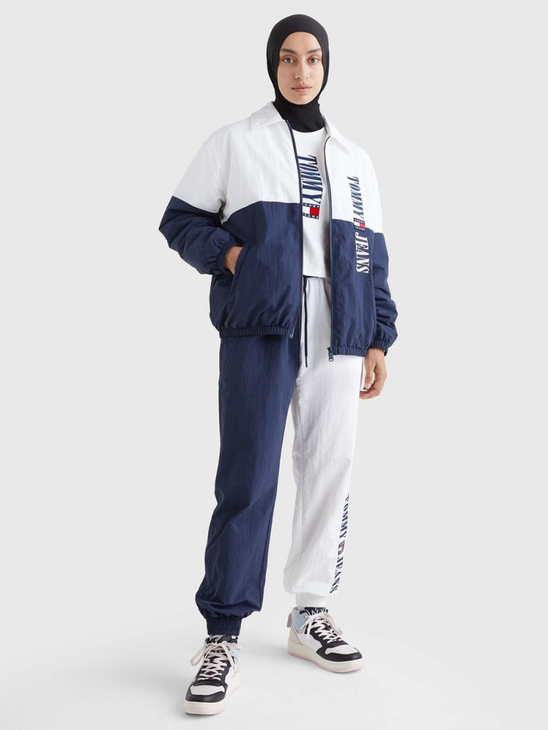 Tommy Hilfiger Archive Colour-Blocked Relaxed Mjukisbyxor Dam Marinblå Vita | 492-GKVQOC