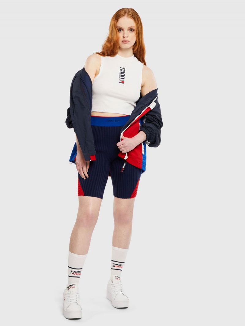 Tommy Hilfiger Archive Cropped Fit Logo Linne Dam Vita | 458-GYQMIF