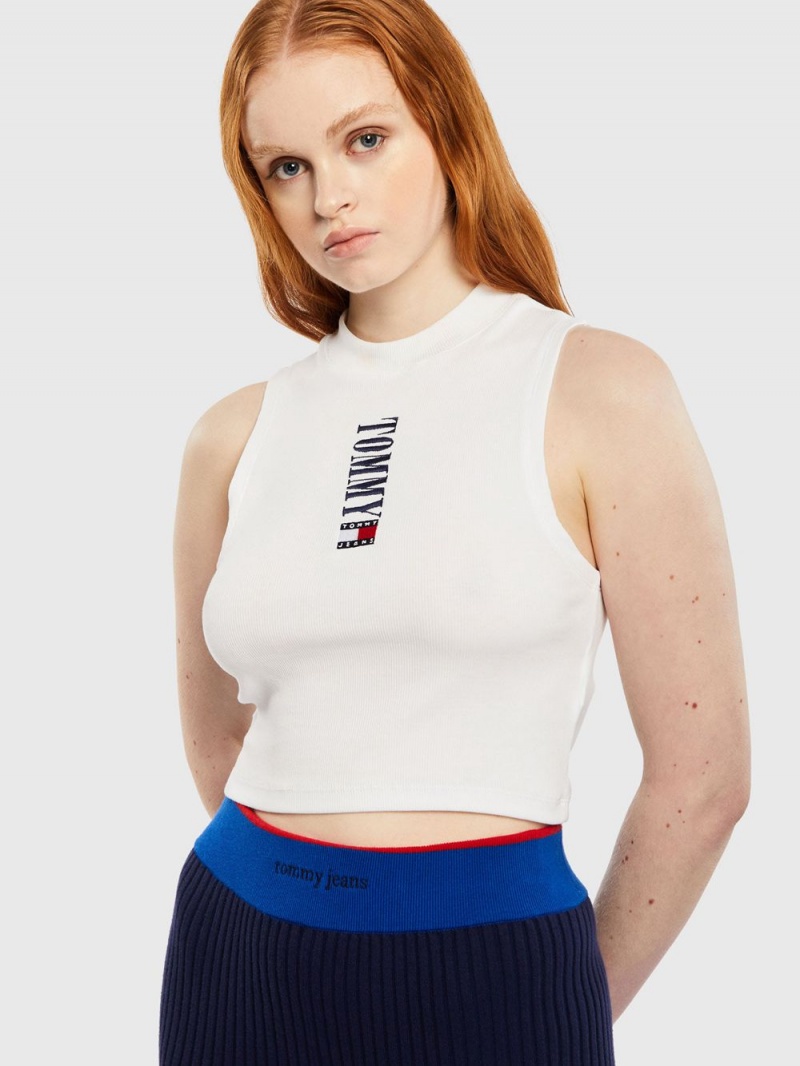 Tommy Hilfiger Archive Cropped Fit Logo Linne Dam Vita | 458-GYQMIF