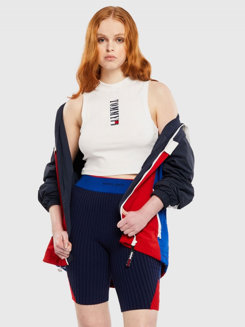 Tommy Hilfiger Archive Cropped Fit Logo Linne Dam Vita | 458-GYQMIF