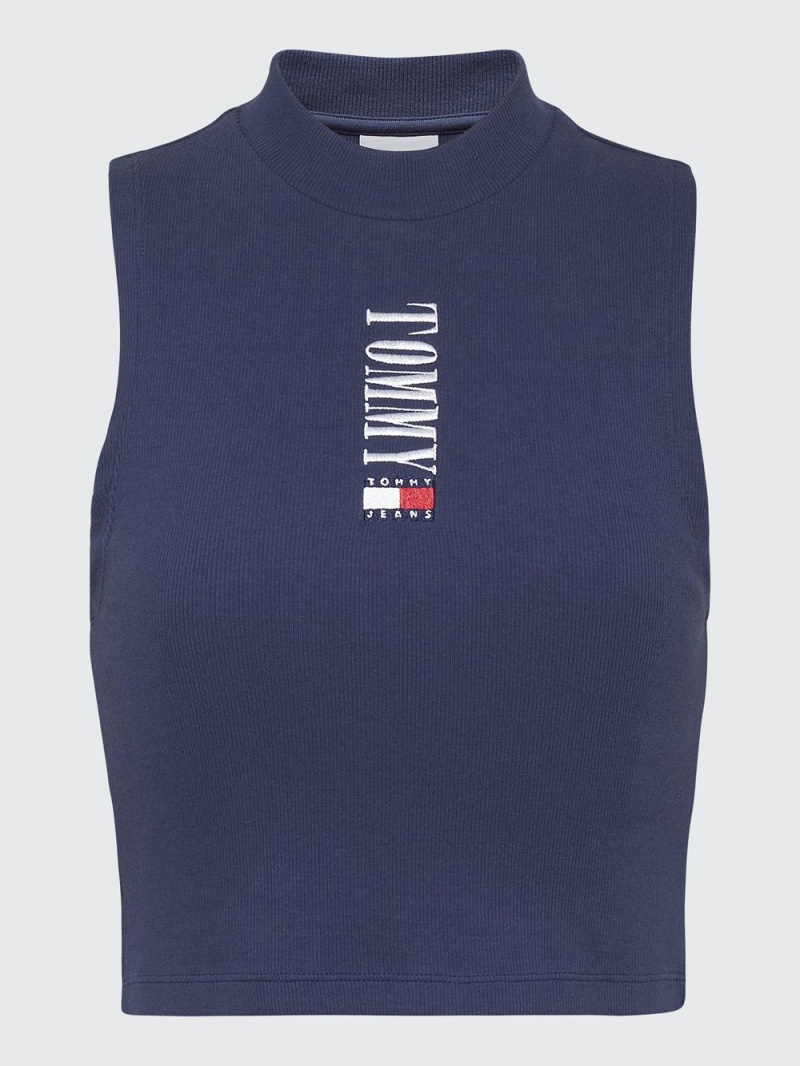 Tommy Hilfiger Archive Cropped Fit Logo Linne Dam Marinblå | 649-UNAGOJ