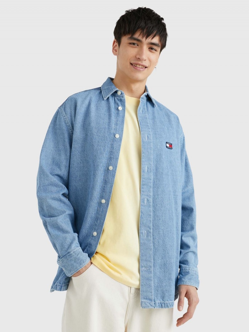 Tommy Hilfiger Archive Oversized Denim Over Skjorta Herr Indigo | 692-JNMGDW