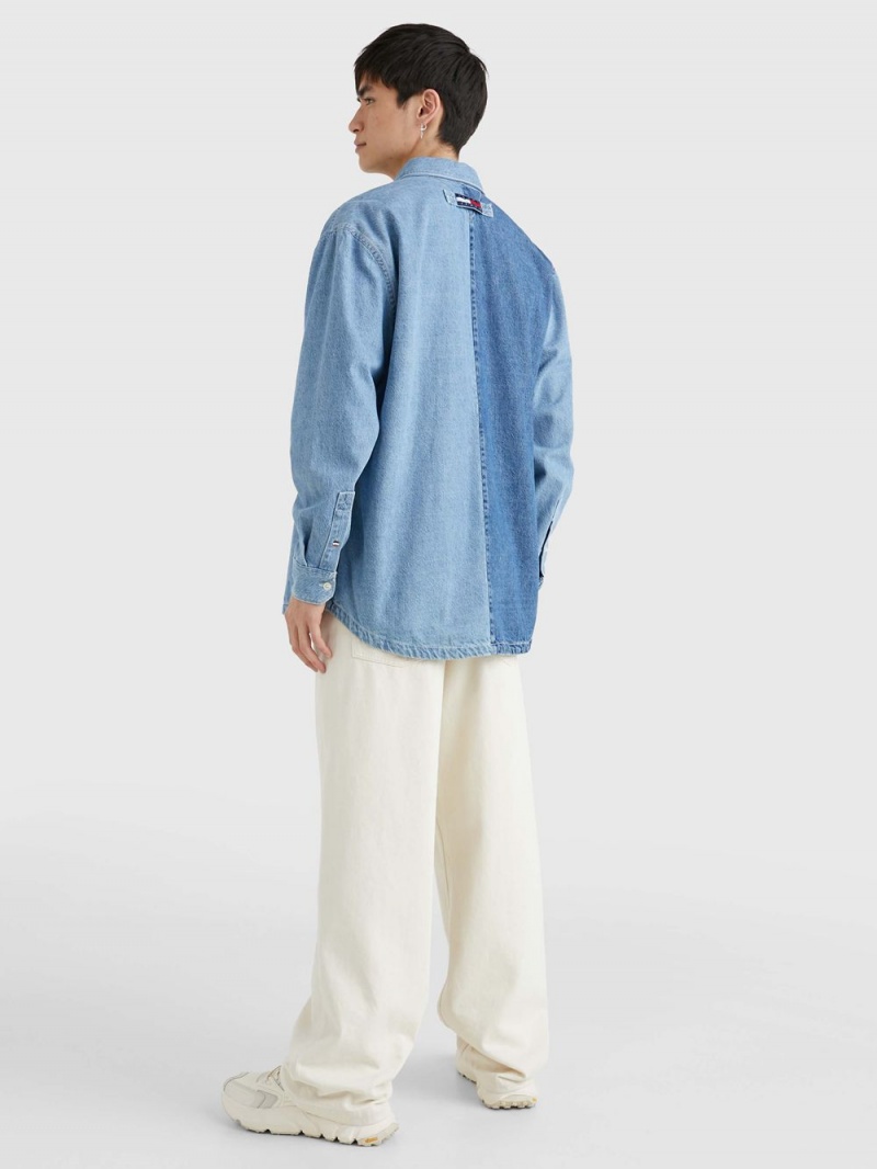 Tommy Hilfiger Archive Oversized Denim Over Skjorta Herr Indigo | 692-JNMGDW