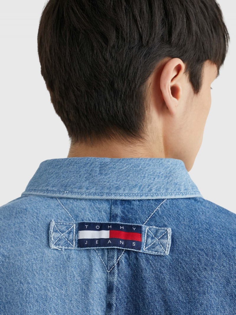 Tommy Hilfiger Archive Oversized Denim Over Skjorta Herr Indigo | 692-JNMGDW