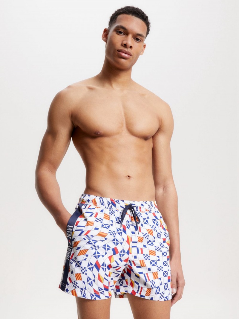 Tommy Hilfiger Archive Print Mid Length Badshorts Herr Mintgröna | 513-GKWSYZ