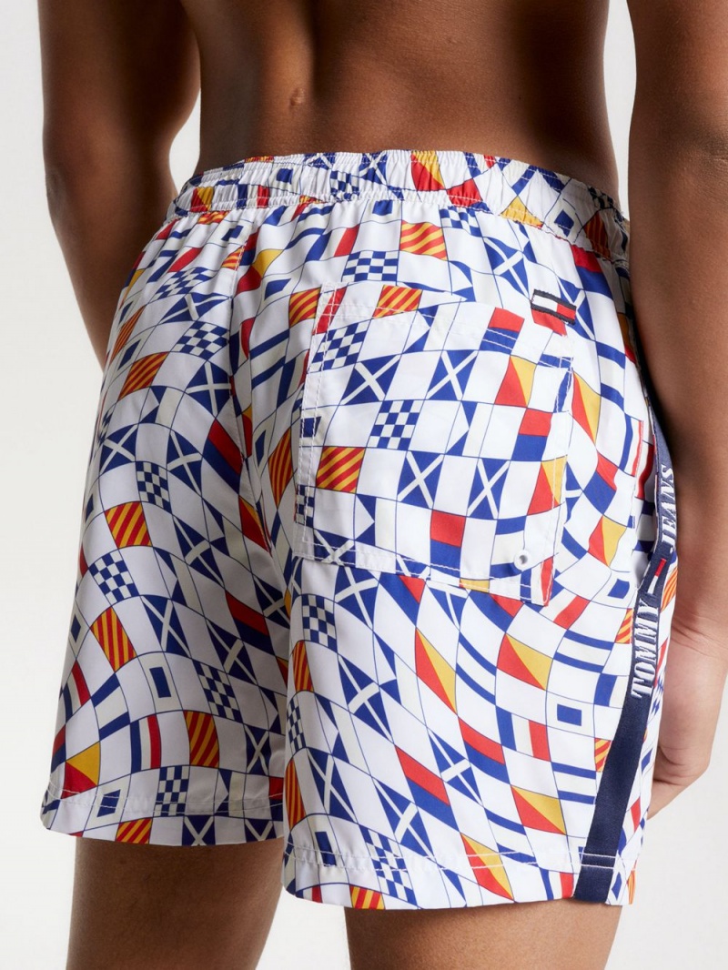 Tommy Hilfiger Archive Print Mid Length Badshorts Herr Mintgröna | 513-GKWSYZ