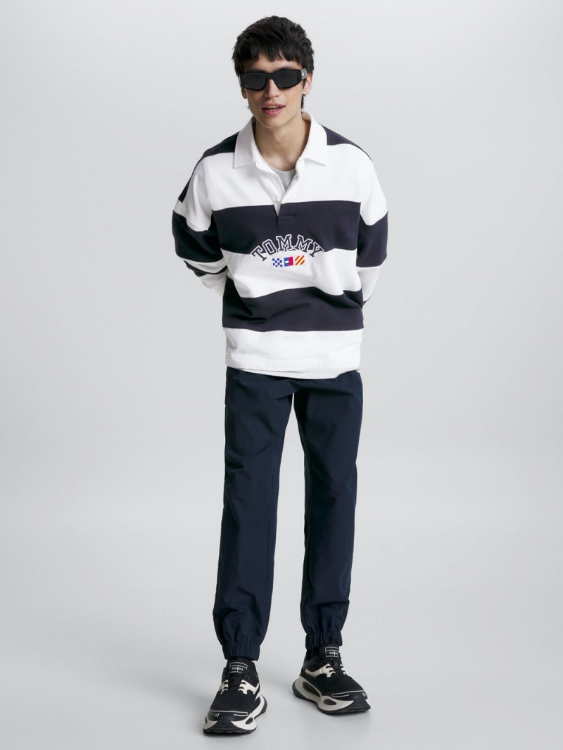 Tommy Hilfiger Archive Stripe Relaxed Rugby Skjorta Herr Marinblå Vita | 875-YCMBPK